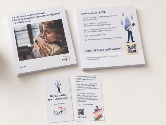 LEVE flyers og visittkort om likepersonstilbudet (Pakke med 10 av hver)